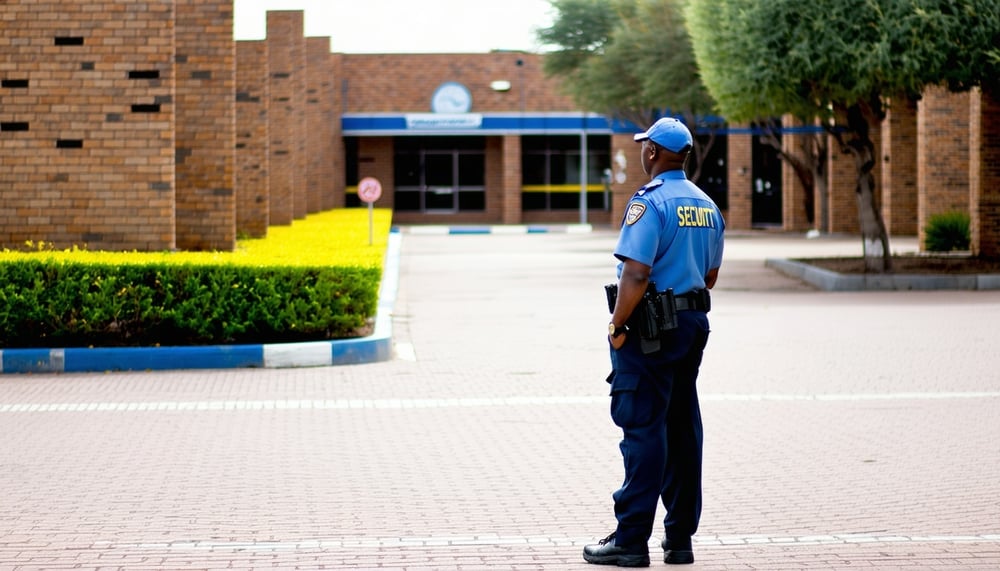 Security guard patrolling a commercial site in Pretoria